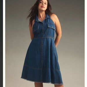 Anthropologie Pilcro Denim Halter Swing Midi Dress